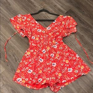 Flowery red romper
